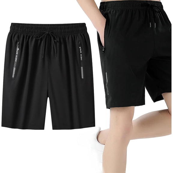 Ice Silk Cool Shorts - 2026 Unisex Ice Silk Stretch Quick-Drying Shorts with Zippered Pockets, Moisture-Wicking and Cool Fabric, Summer Sports Essential