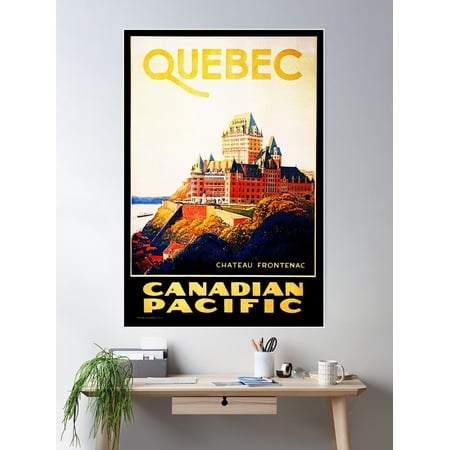 Quebec Le Chateau Frontenac Hotel Canada Vintage Tourism Poster Poster Wall Art, Modern Wall Decor For Living Room Bedroom, 8x12 UNFRAMED