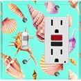 thumbnail image 1 of Metal Light Switch Wall Plate Outlet Cover (Colorful Sea Shells Pattern Teal - Single Toggle Single Rocker), 1 of 2
