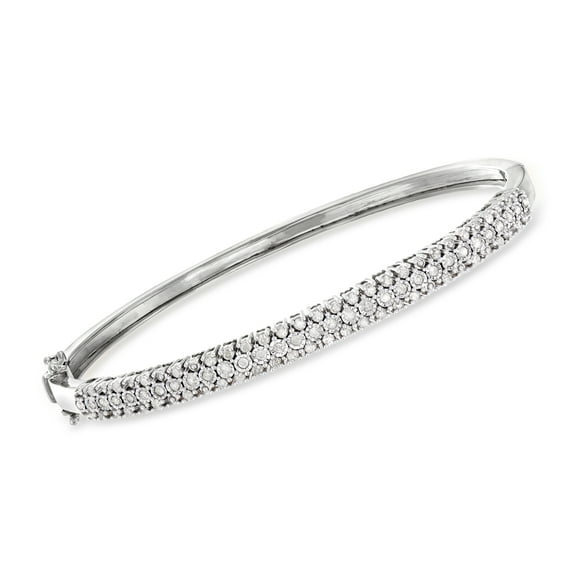 Ross-Simons 0.75 ct. t.w. Diamond Bangle Bracelet in Sterling Silver, Women's, Adult