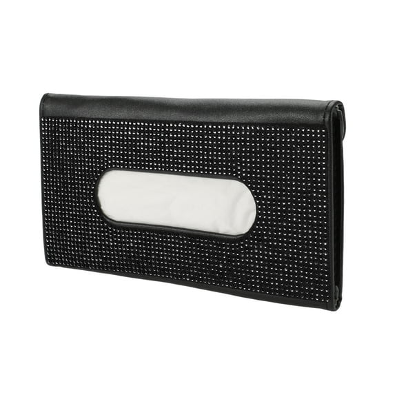 Unique Bargains Universal Car Tissue Holder Sun Visor Holder Tissues Box Cover Car Backseat Extra Large Tissue Organization, 23x12.5x3cm Faux Leather Black Black
