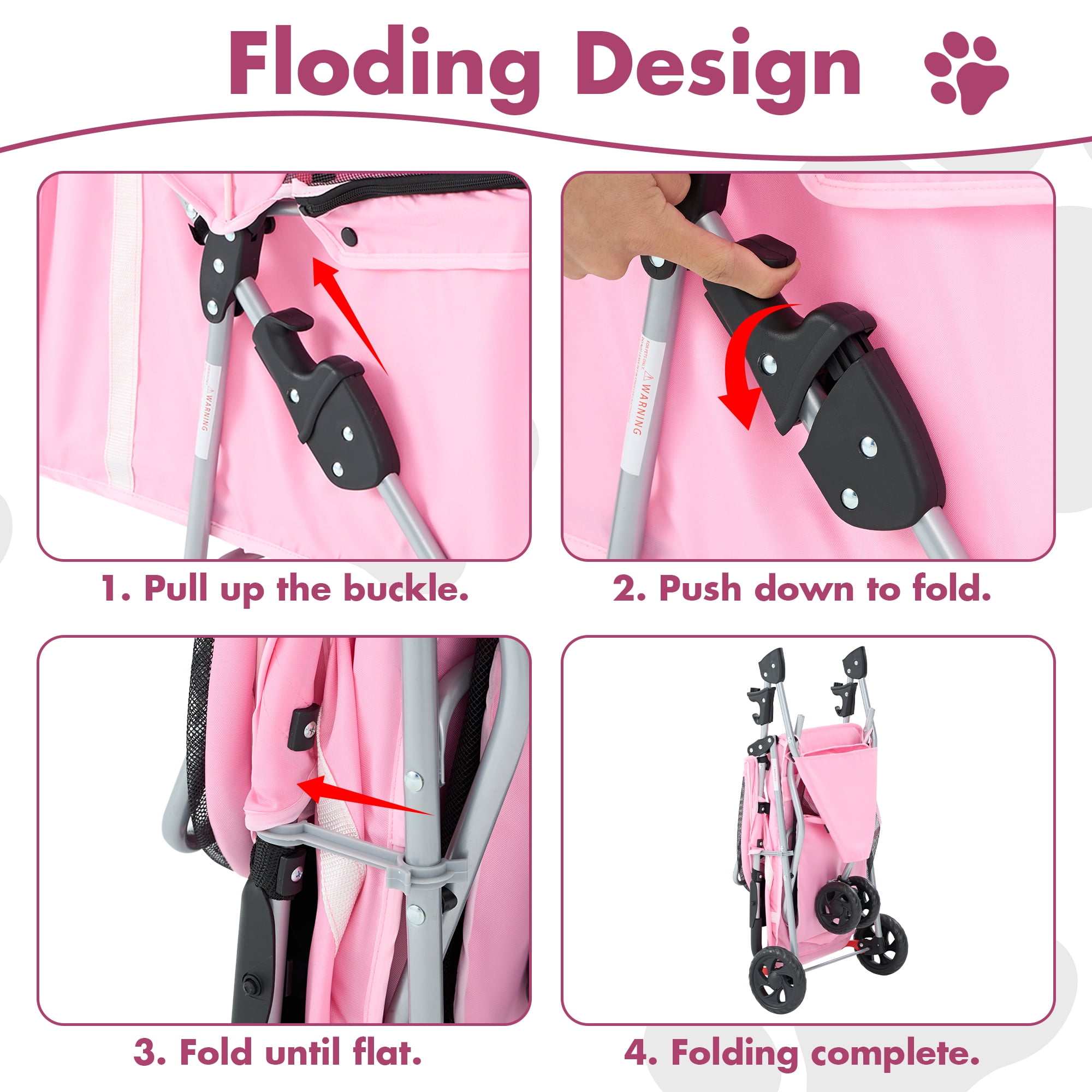 Gianna 3-Wheel Pet Stroller for Dogs, Jogging Stroller with Breathable Mesh Window, Large Storage Basket and Cup Holder