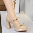 thumbnail image 2 of Womens High Platform Heels 9CM Pump Patent leather Bow Wedding Dress Shoes, 2 of 6