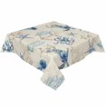 thumbnail image 2 of Nautical Coastal Tablecloth Square Table Cloth 54x54, Waterproof Tablecloth Outdoor Table Cloth, Vintage Beach Octopus Turtle Jellyfish Washable Table Cover for Kitchen Dining Party, 2 of 8