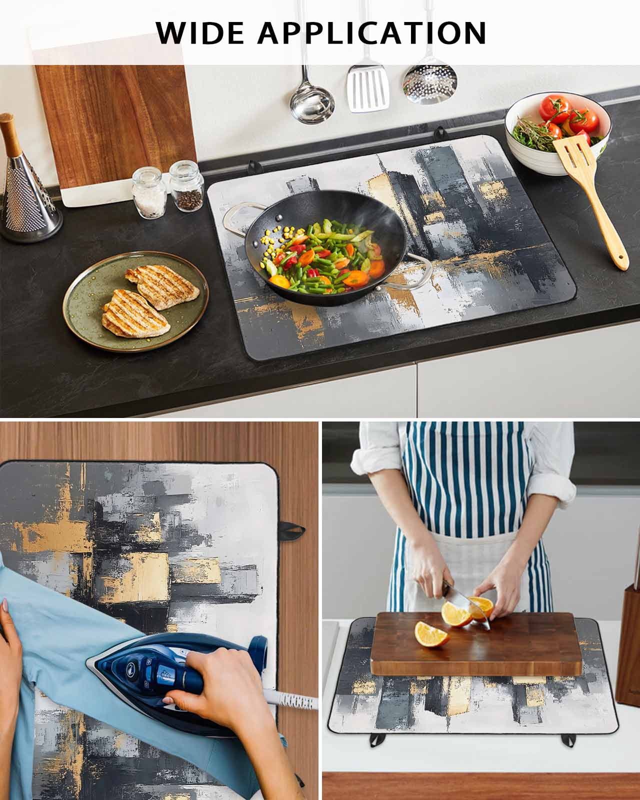 nqOlkjepod Large Induction Cooktop Protector Mat 24"x21", Vintage Building Stove Top Covers for Electric Stove, Modern Abstract Ombre City Oil Painting Stove Burner Cover Mats, Glass Top Stove Cover