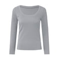 thumbnail image 2 of Rhuody Girl Spring Tops Long Sleeve Shirts Ribbed Layering Tops U Neck Slim Fit Basic Tee Undershirts Trend Wear Grey 5-6 Years, 2 of 4