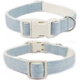 thumbnail image 5 of Cotton Hemp Dog Collar Adjustable, Light Blue Dog Collar Soft Natural Fabric with Quick Release, Cute Wedding Puppy Necklace for Small Medium Large Dog, Light Blue-M, 5 of 10