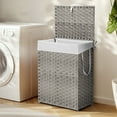 thumbnail image 6 of JOINSUN 90 Liter Laundry Basket, Wicker Laundry Hamper with Lid and Handle, Collapsible, Removable Liner Pocket, Machine Washable, Gray, 6 of 7