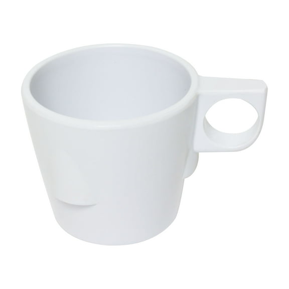 Excellante Milestone white melamine dinnerware collection 3.25 inch 7 oz stacking cup, comes in dozen