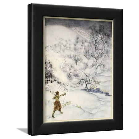 How Sir Launcelot Was Shot by a Gentlewoman Hunting Framed Print Wall Art By Arthur Rackham