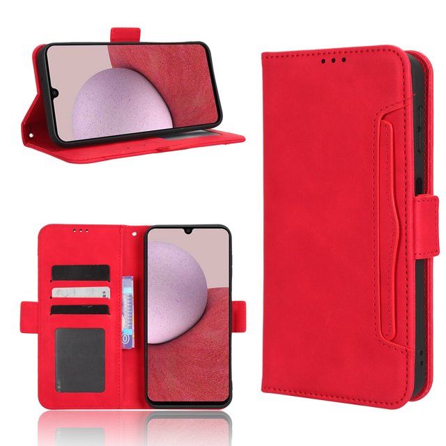 Case for Samsung A24 4G Cover Adjustable Detachable Card Holder Magnetic closure Leather Wallet Case-Red