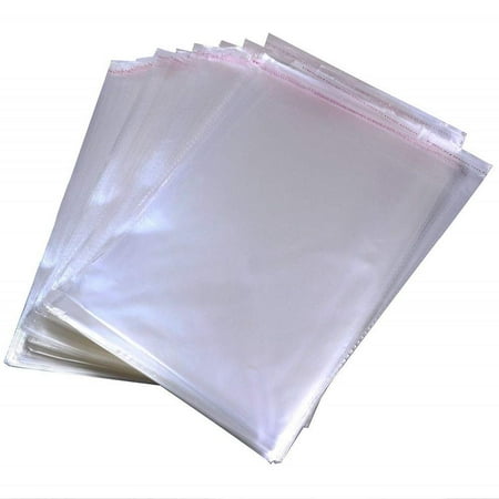 100 Pcs 12"x16" Clear Cello Cellophane Bags Resealable Self Adhesive