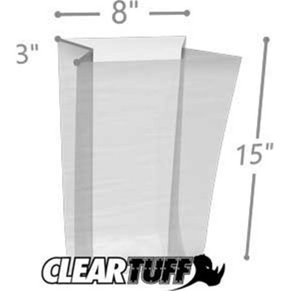 International Plastics GB2080315 8 x 3 x 15 in. 2 Mil Clear Gusseted Poly Bags - Case of 1000
