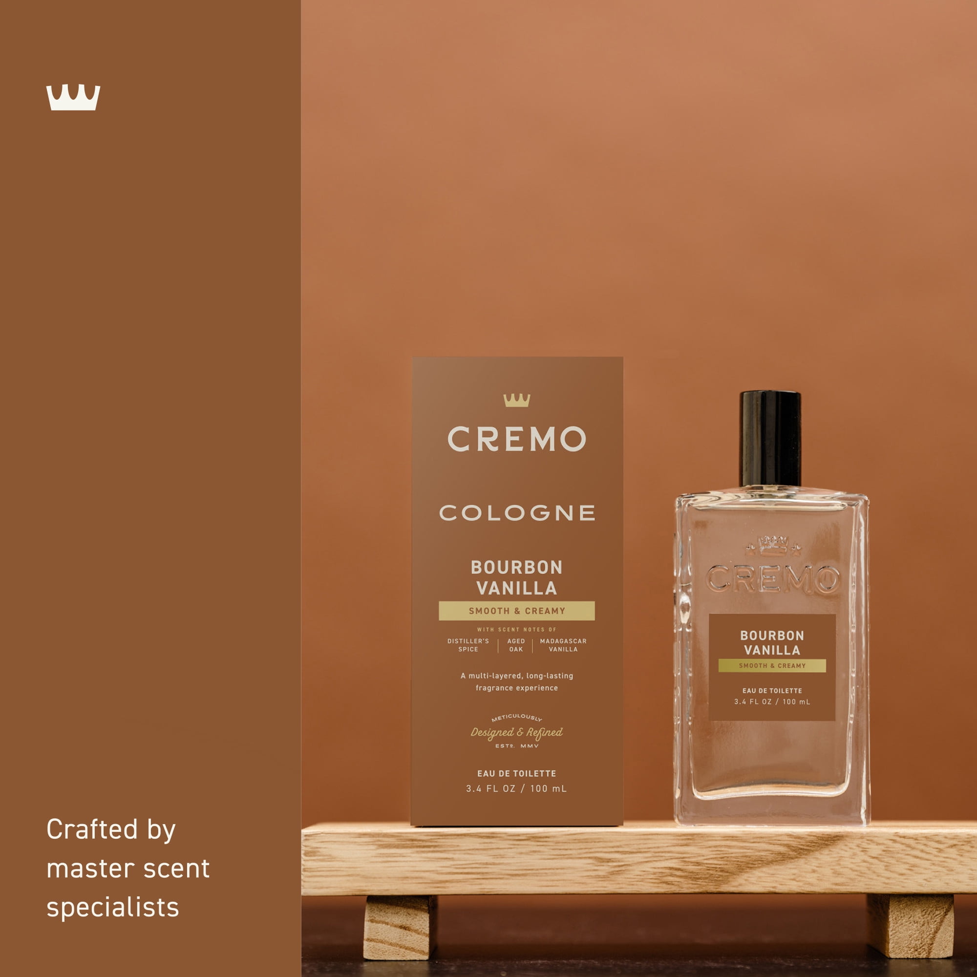 Cremo Cologne for Men, Bourbon Vanilla, 3.4 fl oz
