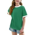thumbnail image 4 of XMMSWDLA Cartoon Print T-Shirt‌ Girls Oversized T-Shirts Short Sleeve Crewneck Summer Casual Loose Tops Tees Green Preteen Casual Short Sleeve‌, 4 of 8