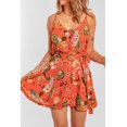 thumbnail image 3 of ABPHQTO Vestido floral evasé sin mangas naranja para mujer, 3 of 5