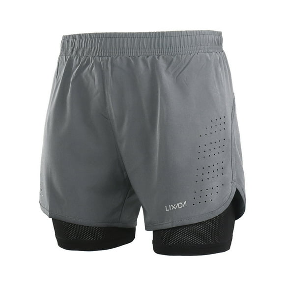 Shorts Deportivos Shorts de carrera Lixada 2-en-1 para hombre Secado rápido Ejercicio de entrenamien