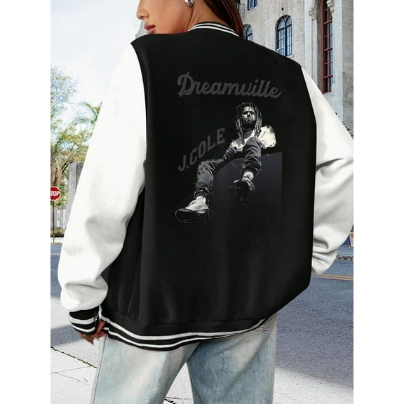 Women's Dreamville Baseball Jacket Hoodie Plus Size J Cole Heavy Metal Hip Hop Style