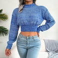 thumbnail image 2 of Lilgiuy Women's Casual Colorful Long Sleeve Off Shoulder Knit Sweater Crew Neck Sweater,Blue,6 2022 Fall Winter, 2 of 5