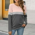thumbnail image 7 of DondPO Womens Tops Women's Color Block Tunic Tops Casual Long Sleeve Shirts Round Neck Pullover Womens Dressy Tops Tops for Women Trendy Pink M, 7 of 7