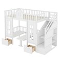 thumbnail image 3 of White Twin Bunk Bed w/ Convertible Table - Solid Wood, Space-Saving Design, 93"L x 42"W, Perfect for Bedroom. Includes Ladder &amp; Slats., 3 of 15