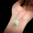 thumbnail image 4 of EOEMY Burmese Jade Bead Pendant Green Man Jadeite Necklace Natural 925 Silver, 4 of 5