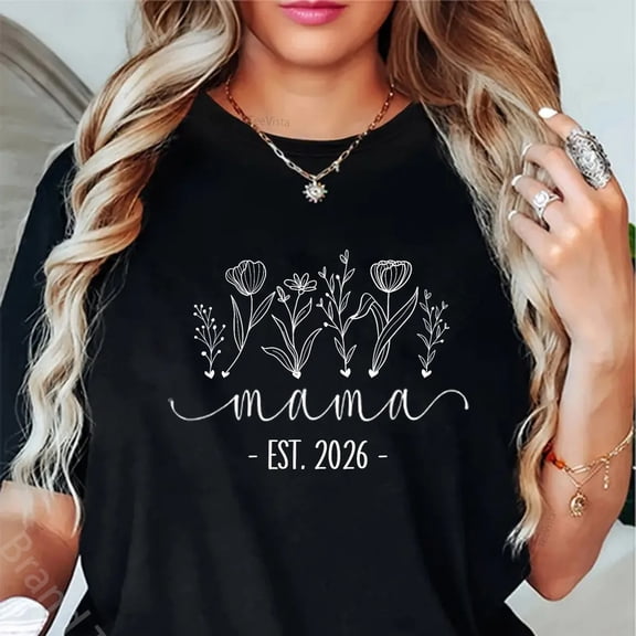 Promoted To Mama 2026 Pregnancy Floral New Mom Est 2026 T-S1Hirt