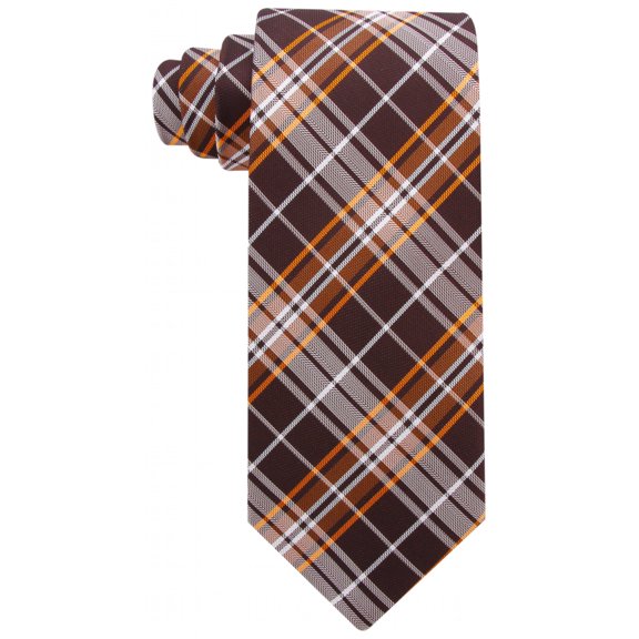 Scott Allan Collection Mens Tartan Plaid Necktie for Him | Standard Size Brown and Orange Classic Tie