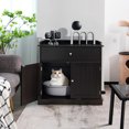thumbnail image 5 of Gymax Wooden Cat Litter Box Enclosure w/ Drawer Side Table Furniture Coffee, 5 of 10