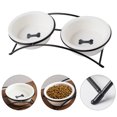 thumbnail image 3 of Juego de cuencos de cerámica para mascotas – Cuencos de agua para gatos y perros con soporte de metal antideslizante – Juego de cuencos, 3 of 5