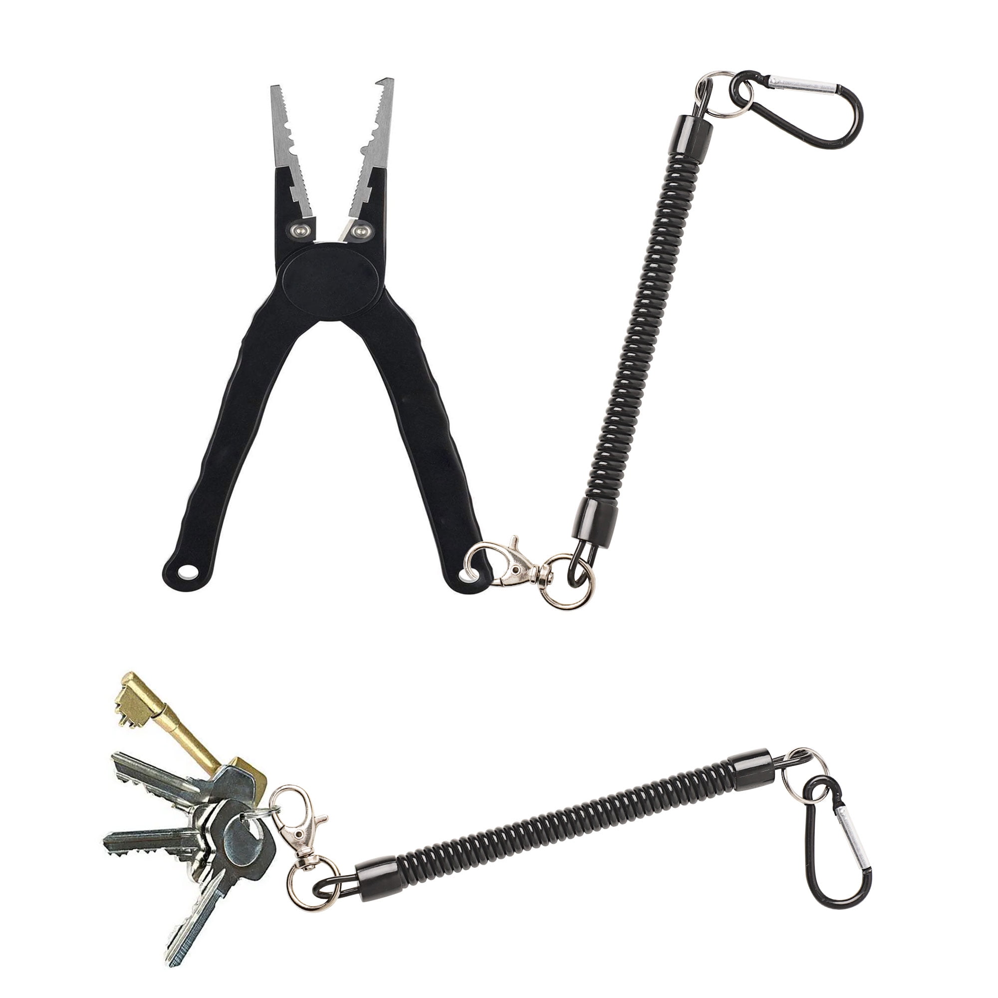 Unique Bargains Spiral Fishing Lanyard Retractable Spring Coiled Cord Keychain for Fishing