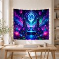 thumbnail image 5 of Moonlit Waterfall With Lotus Flowers and Planets in Cosmic Nebula Sky, Dreamy Fantasy for Space Lovers, Celestial Wall Art, Housewarming Gift Tapestry Wall Hanging for Living Room and Bedroom, 5 of 7