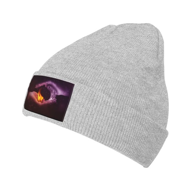 ZICANCN Bonnet Tricoté-Feu d'Eau Main Chapeau d'Hiver Doux Chaud Classique pour Hommes Femmes Rouge et Blanc