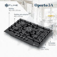 thumbnail image 3 of Parrilla de Gas Empotrable Fline Oporto 5A Vidrio Templado 76 cm, 3 of 5