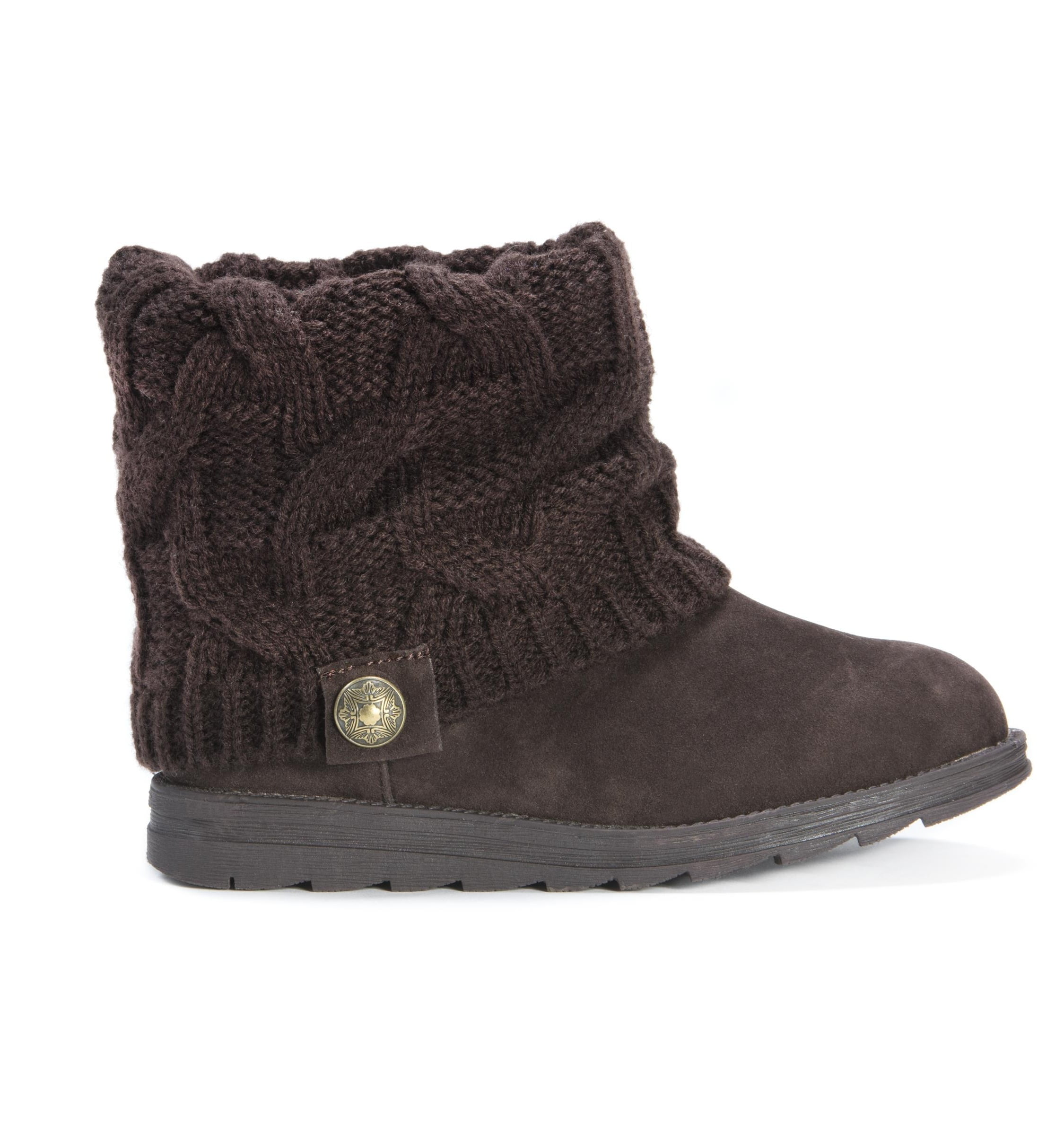 Muk Luks Womens Patti Sweater Boots Faux Suede Fleece Ankle Boots Walmart