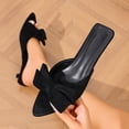thumbnail image 2 of Gpaecead Women Bowknot Pointed Toe Low Heel Mules Backless Slip-On Elegant Vintage Spring Summer Versatile Shoes,Black, 2 of 8