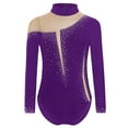 thumbnail image 2 of TiaoBug Kids Girls Dance Leotard Gymnastic Sparkly Figure Ice Skating Jumpsuit Athletic Bodysuit Purple 10, 2 of 7