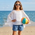 thumbnail image 2 of Landzoo Toddler Kids Boys Girls Shirts Solid Color Loose Batwing Long Sleeve Boat Neck T-Shirt Summer Open Crochet Knit Loose Fit Girls Tops Size 6-8 Years White, 2 of 9