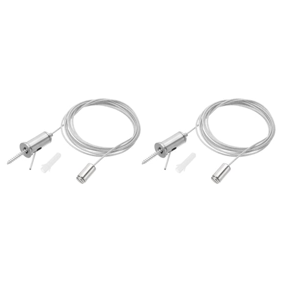 Uxcell 2m/6.6ft 2 Set Ceiling Hanging Wire Cable Kit with Slotted Round Nail, Style 1