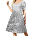 thumbnail image 3 of Vestido de playa de manga corta con copas de árboles cubiertas de nieve, vestido morado, 3 of 7