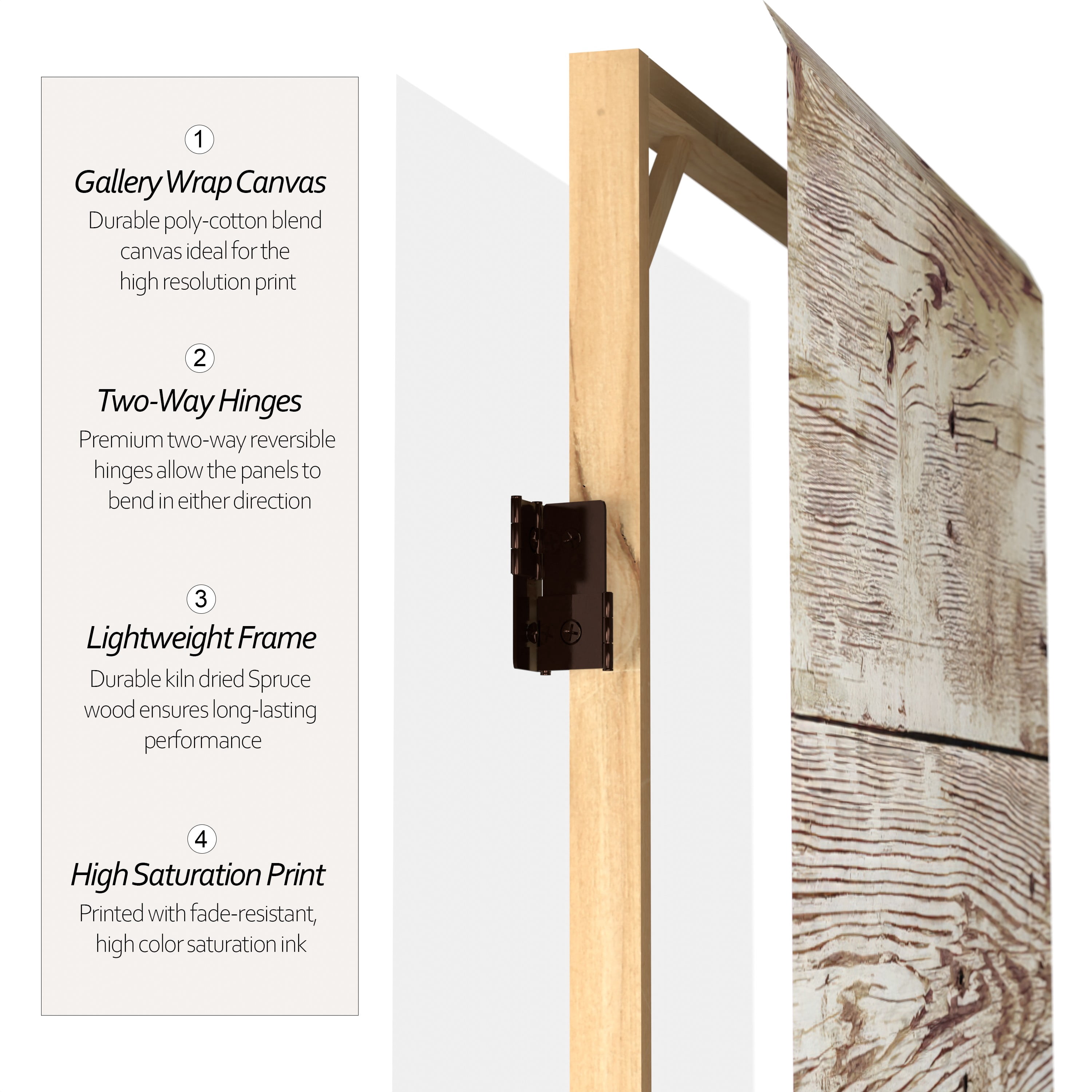 Oriental Furniture 6 ft. Tall Pale Wood Pattern Canvas Room Divider - 3 Panel