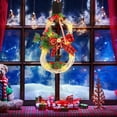 thumbnail image 3 of Deago 16 x 8 Inch Lighted Christmas Wreath Decoration Snowman Wreath with Hat and Bow for Front Door Home Wall Decor (White), 3 of 9