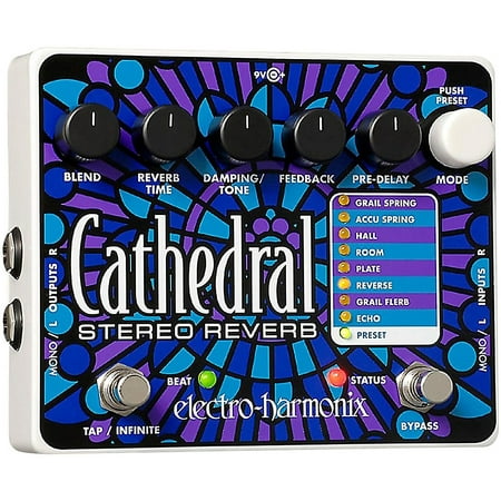 Electro Harmonix Cathedral Stereo Reverb Guitar Pedal with Power Supply Part Number: