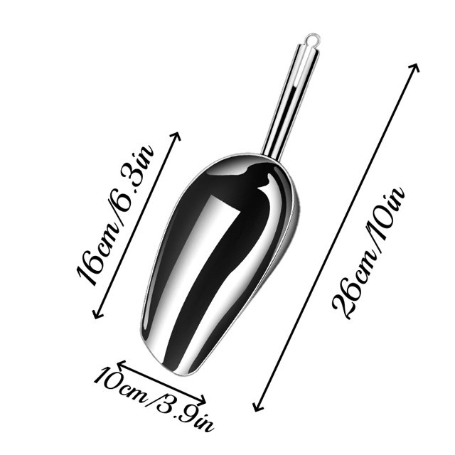 Three Sizes Stainless Steel Ice Scoop Metal Utility Food Spoon for Ice Candy Flour Sugar(Big)