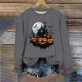 thumbnail image 4 of Inverlee Women's Halloween Sweatshirts Cute Pumpkin Ghost Graphic T-shirt Stretch Round Neck Sweatshirt Long Sleeve Holiday Pullover Tops Halloween Gifts, 4 of 6