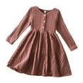 thumbnail image 1 of Splozh Baby Girl Clothes Cute Girls Fall Long Sleeve Crew Neck Button Down Casual Flared A Line Ribbed Knit Dress Pink,5 Years, 1 of 5