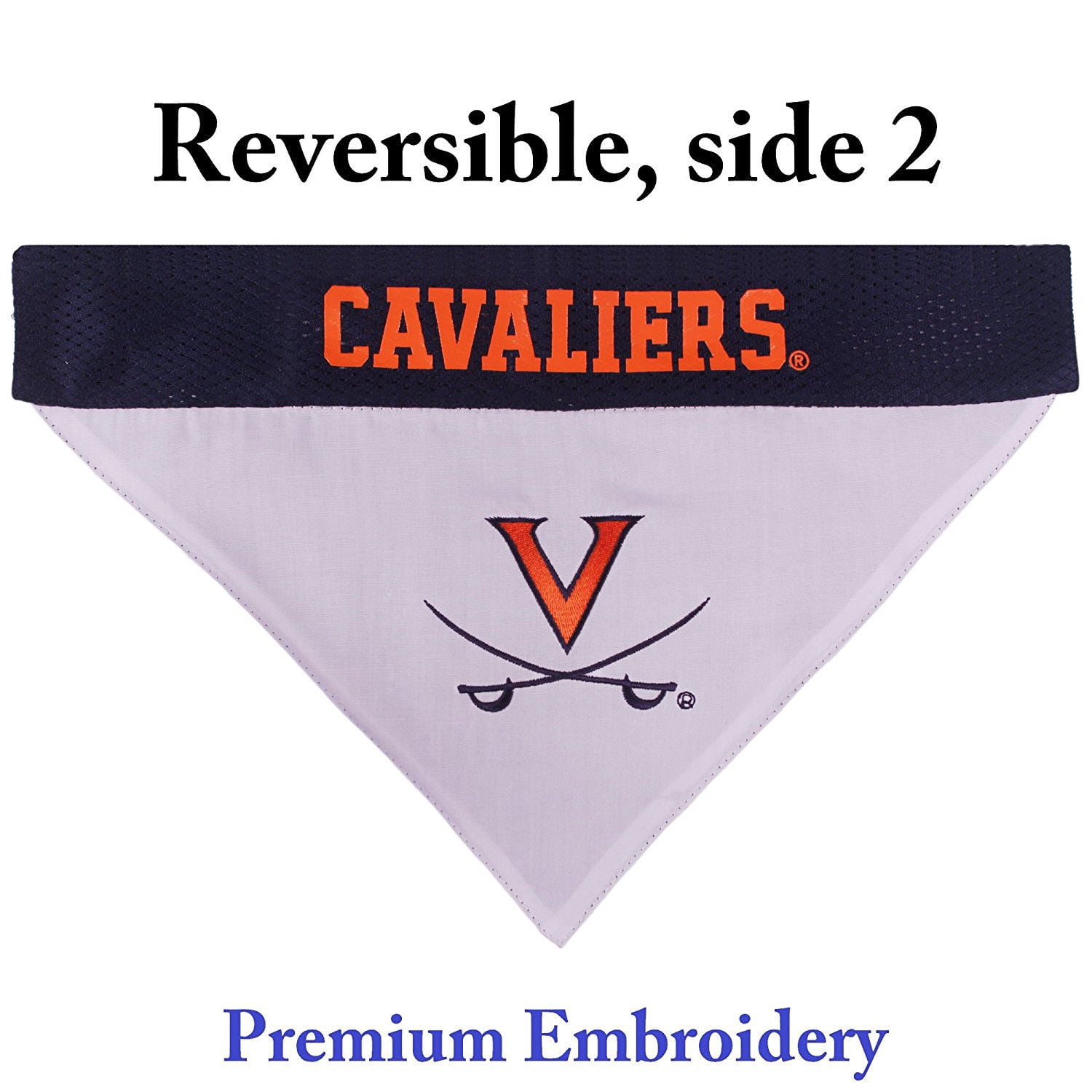 Pets First Collegiate Virginia Reversible Bandana -Home & Away Mesh & Premium Embroidery For Dogs & Cats