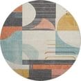 thumbnail image 2 of Addison Rugs Mayfield Premium Machine Washable Transitional Geometric Gray Round Rug, 8' X 8' Machine Washable Transitional Geometric Gray Oversized Sherpa Throw Blanket, 2 of 6