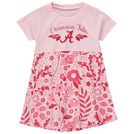 Alabama Crimson Tide Wes & Willy Girls Preschool Floral Print Tri-Blend Sun Dress - Light Pink - 4