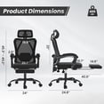thumbnail image 2 of BISHE Ergonomic Office Chair with Footrest & Adjustable Headrest, Reclining Computer Chair with Customizable Lumbar Support, Breathable Mesh Back & Seat, 360° Swivel Wheels, Black, 2 of 8